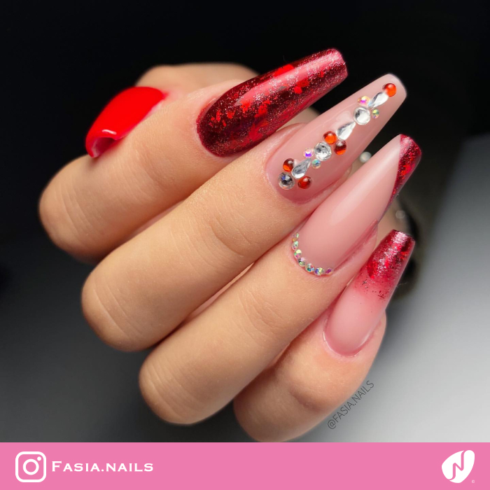 Rhinestone Coffin Nails